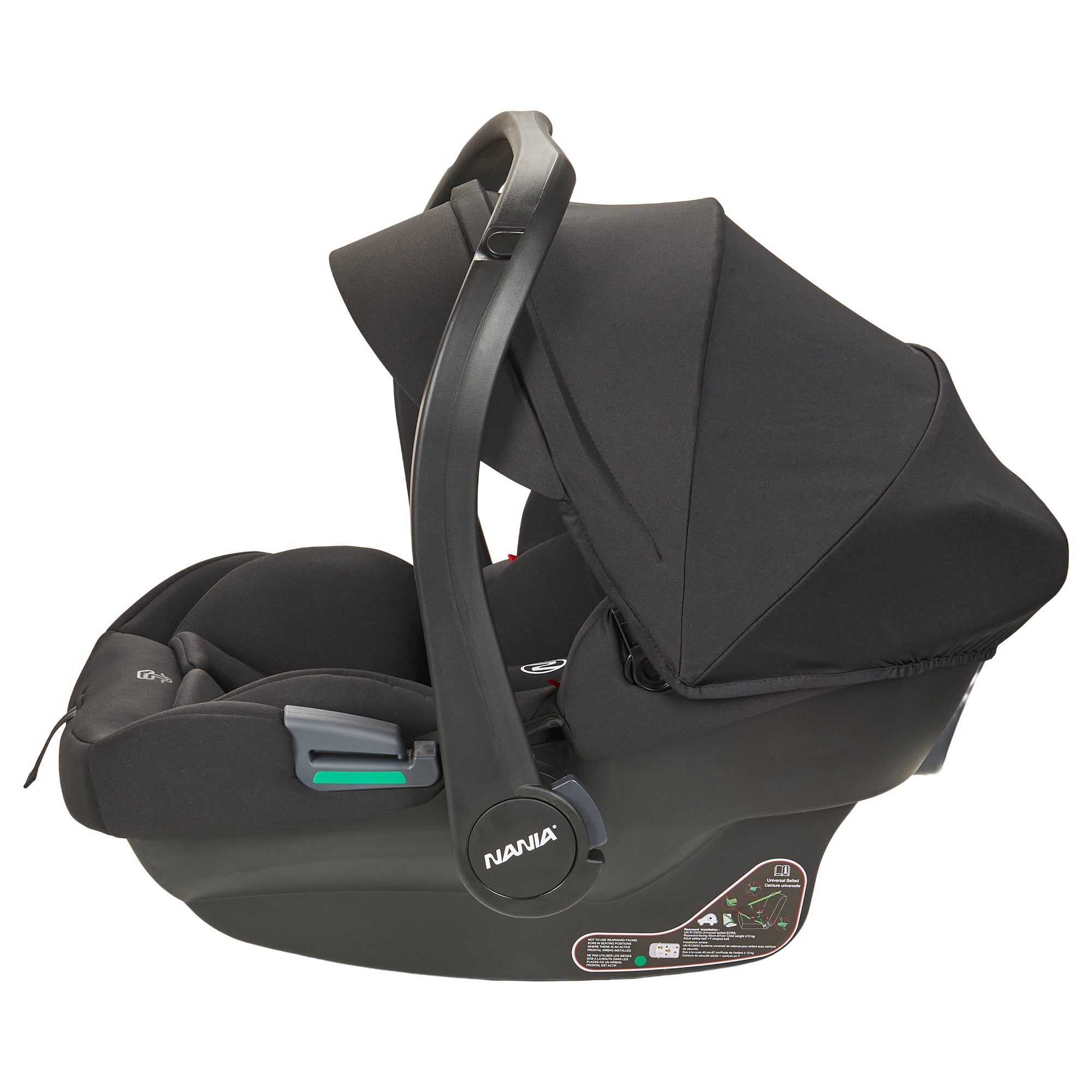 NANIA Siège auto bébé Rimini 40-87 cm naissance à 13 kg, Appuie-tête réglable –Fixation ceinturé