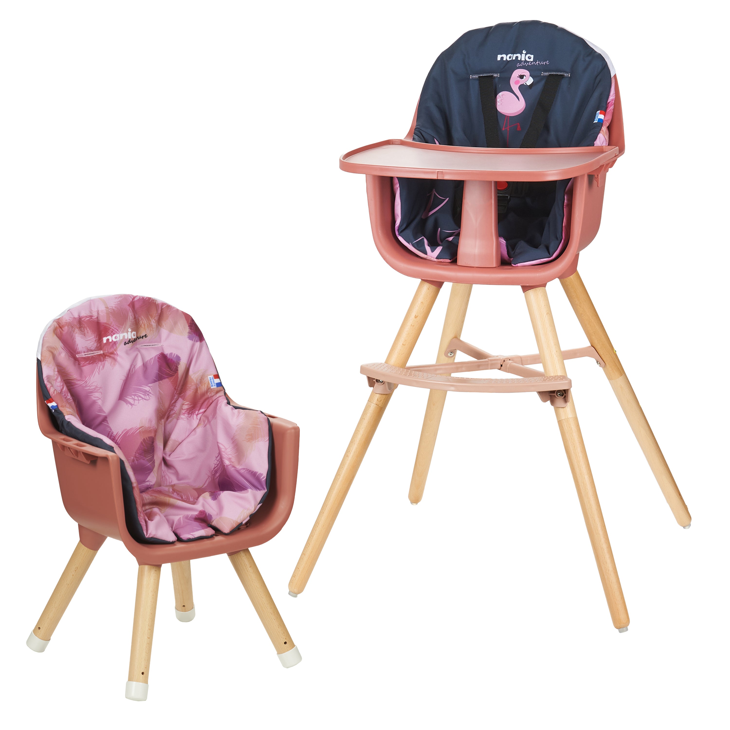 Chaise Haute Bébé évolutive 2 en 1 - Dès 6 mois jusqu'à 5 ans - Coussin réversible