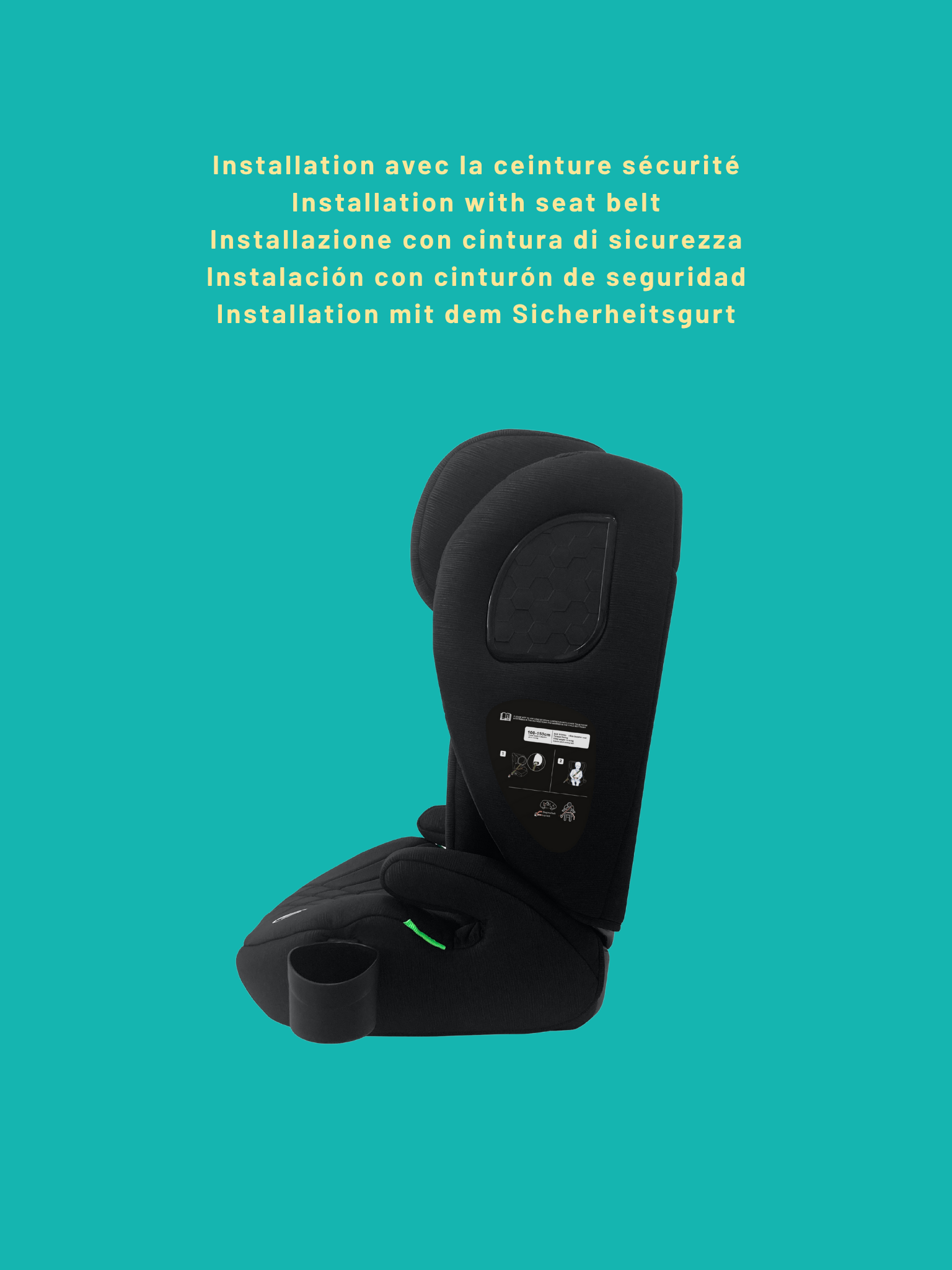 NANIA Siège auto enfant ceinturé Sienna-size 100-150 cm-Appui-tête Réglable- Porte gobelet