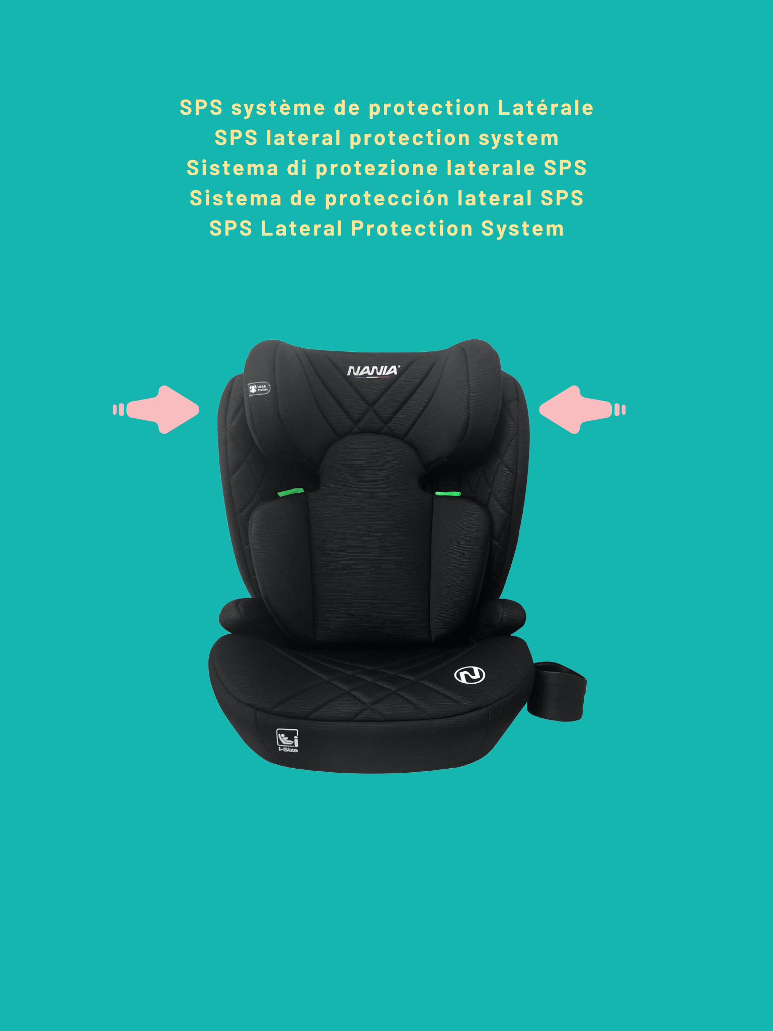 NANIA Siège auto enfant ceinturé Sienna-size 100-150 cm-Appui-tête Réglable- Porte gobelet