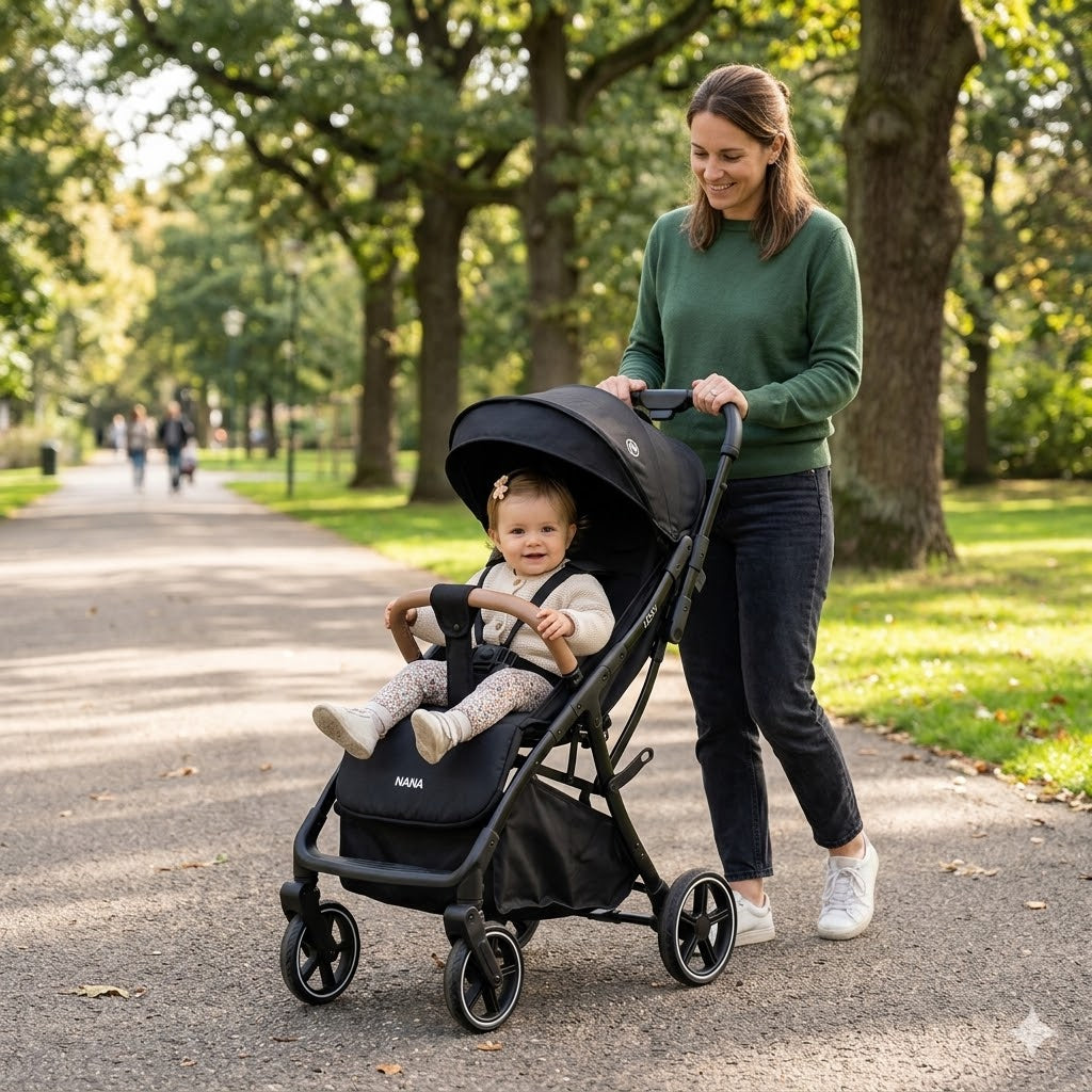 Nania Lexy Poussette compacte de 0 à 22 kg, Inclinable, protège-jambe, habillage de pluie