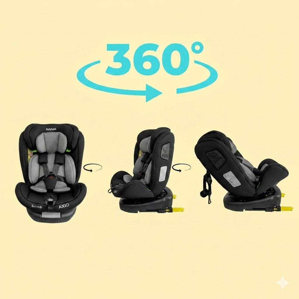 Siège auto AXIO Pivotant 360° I-Size 40-150 cm - Evolutif naissance à 12 ans environ  - Fixations isofix