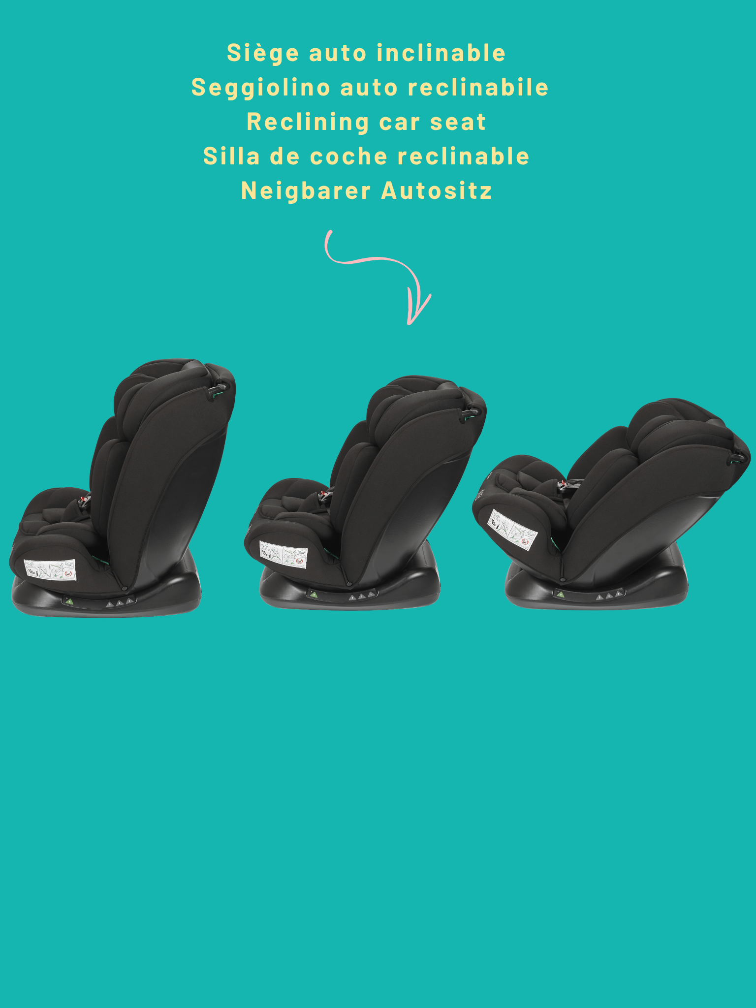 Nania Siège auto enfant Prato - I-Size 40-150 cm - Evolutif naissance jusqu'à 12 ans environ - Fixations ceinture de sécurité- Réglage de l'Appui-tête et de l'Inclinaison, Insert Lombaire et Réducteur