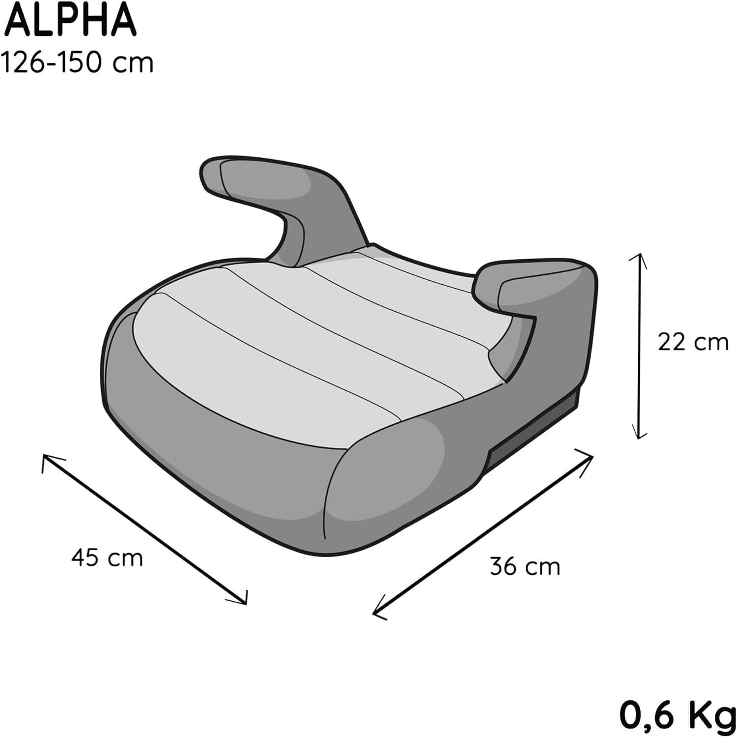 Nania Alpha Réhausseur bas voiture enfant  126-150 cm-Léger (< 1 kg)