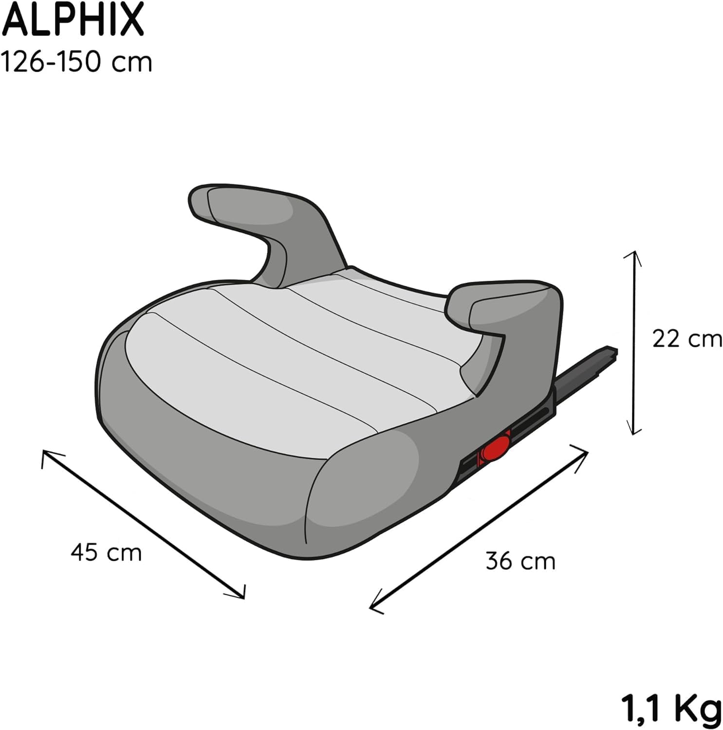 Nania Alphix Rehausseur bas fixations isofix ALPHIX 126-150 cm