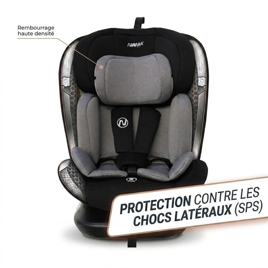 Nania Siège auto Como pivotant 360° Norme I-Size 40-150 cm Evolutif naissance à 12 ans environ - Fixations isofix