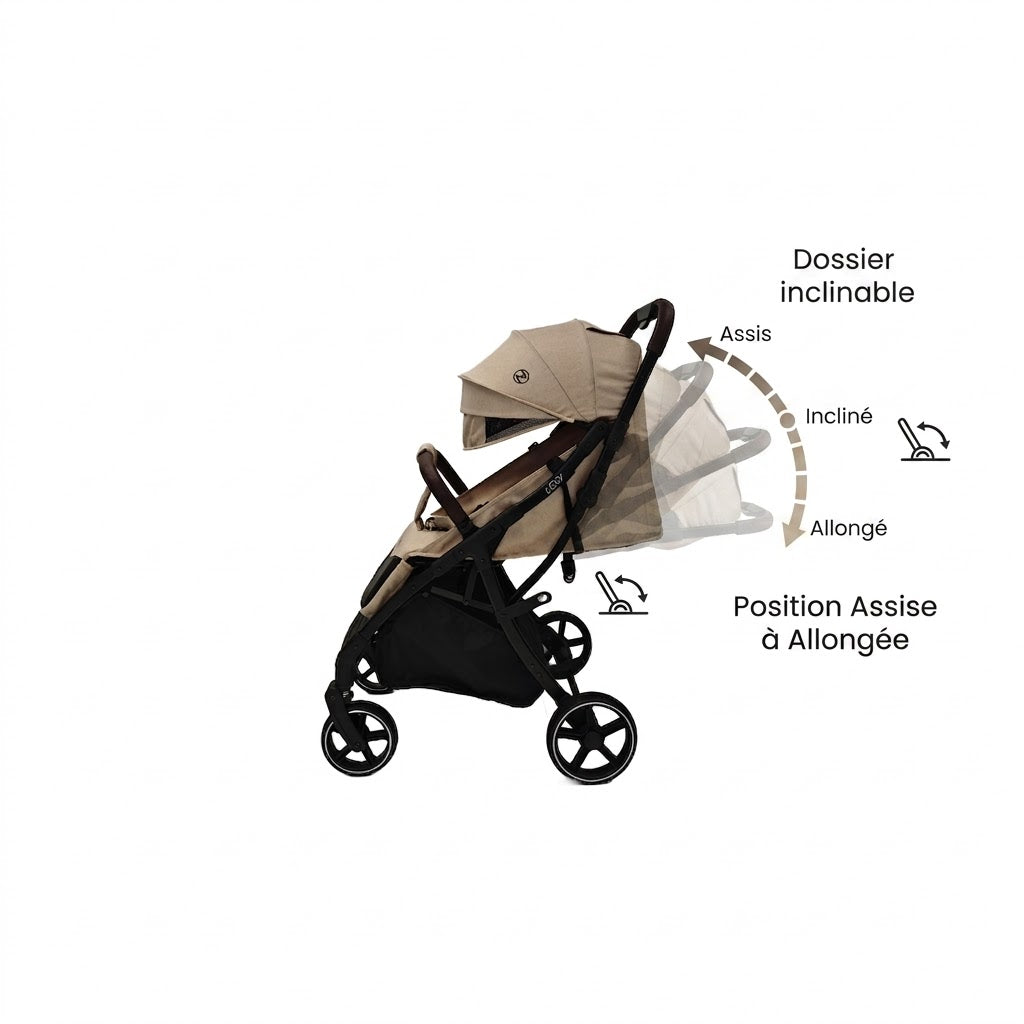 Nania Lexy Poussette compacte de 0 à 22 kg, Inclinable, protège-jambe, habillage de pluie (Copie)