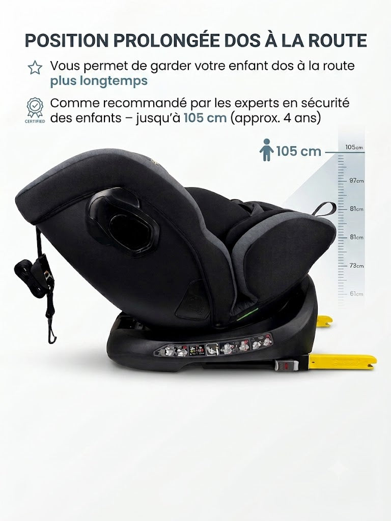 Siège auto Parma Isofix Pivotant 360° Norme i-Size, évolutif, naissance -12 ans environ, 40-150 cm, avec indicateur électronique d'installation, Housse grand confort