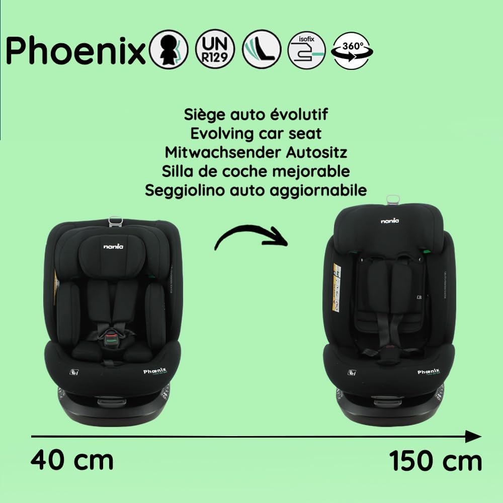 Siège auto Nania isofix Phoenix pivotant 360° - I-Size 40-150 cm