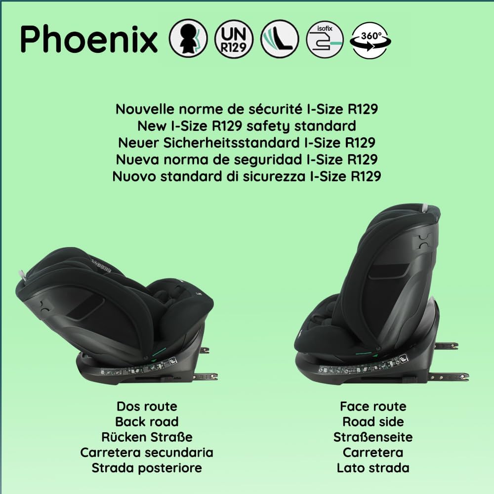 Nania Siège auto DUNE Pivotant 360° I-Size 40-150 cm - Evolutif naissance jusqu'à 12 ans environ - Fixations isofix