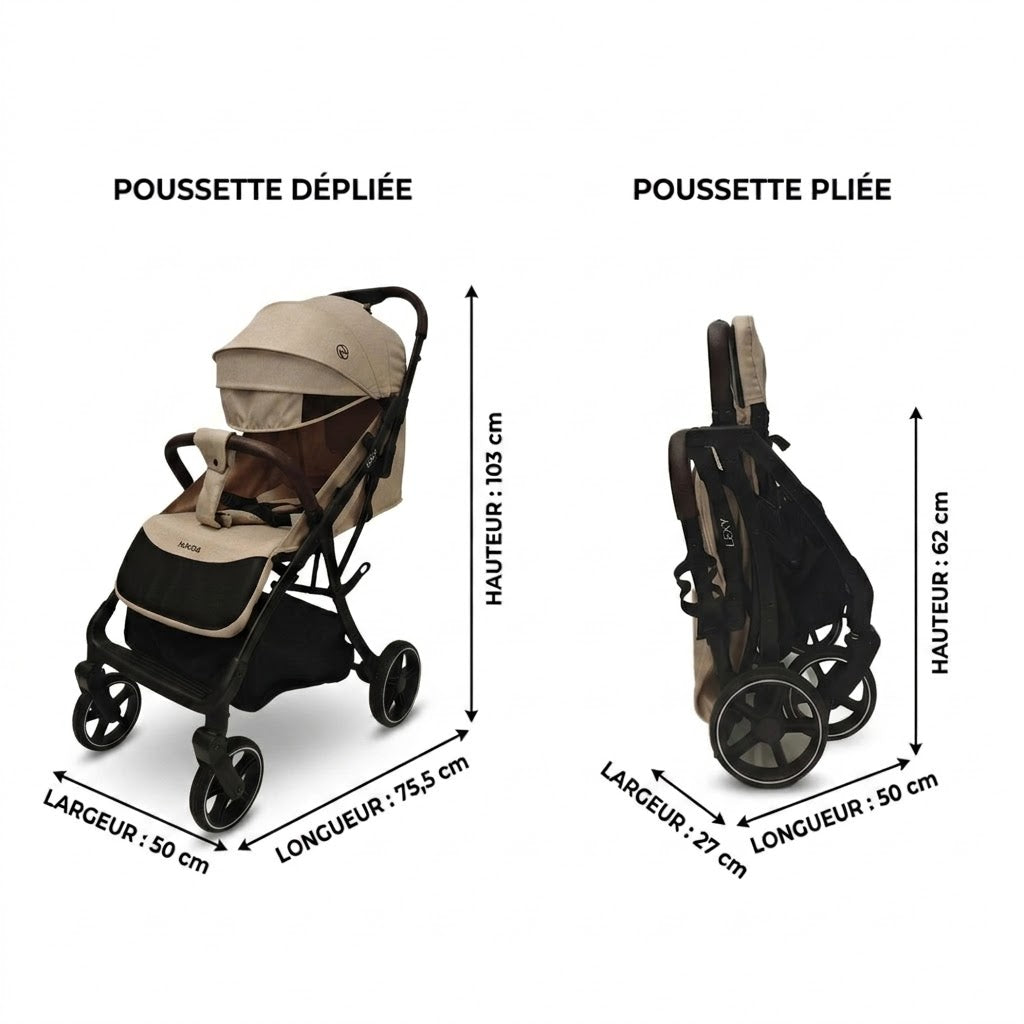 Nania Lexy Poussette compacte de 0 à 22 kg, Inclinable, protège-jambe, habillage de pluie (Copie)