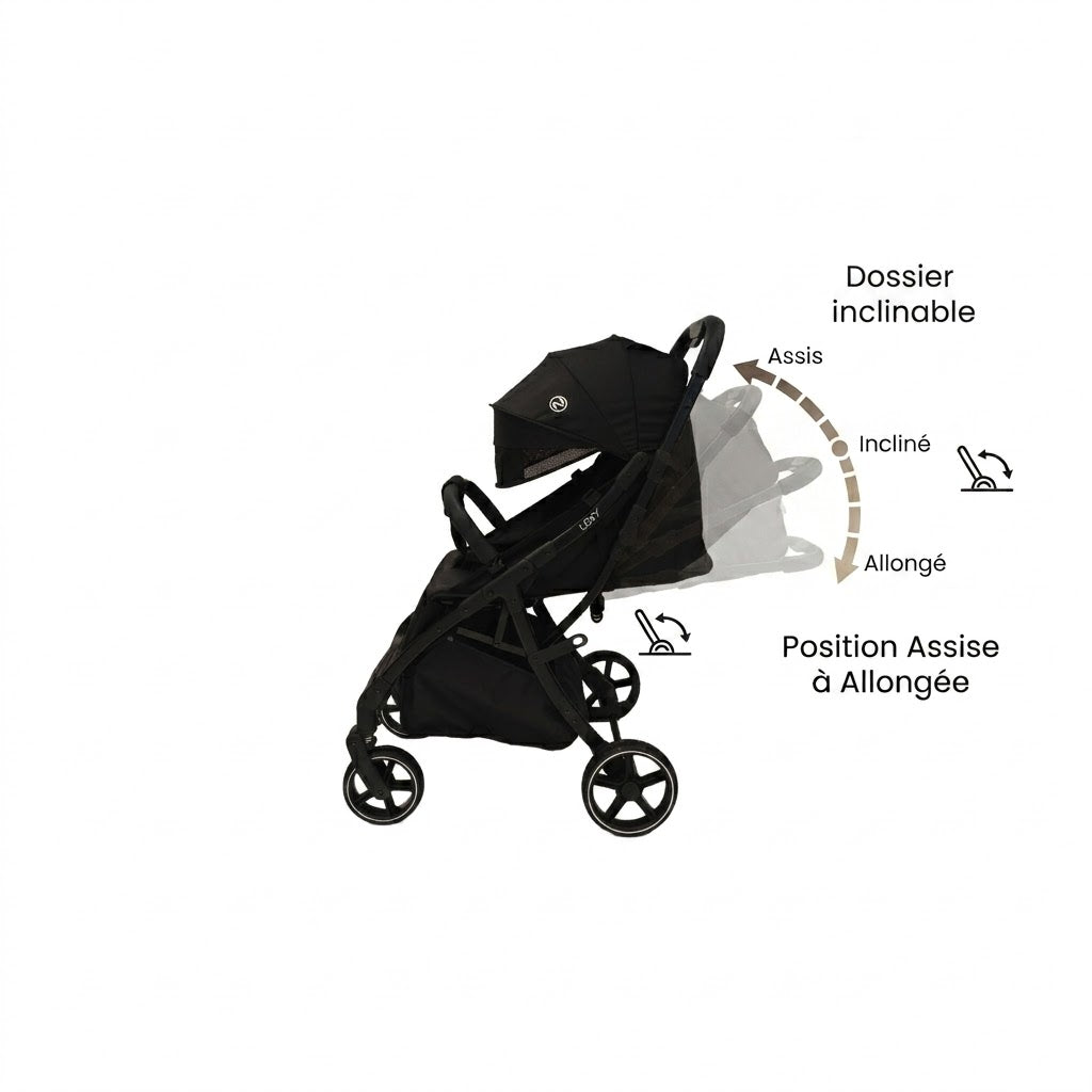 Nania Lexy Poussette compacte de 0 à 22 kg, Inclinable, protège-jambe, habillage de pluie