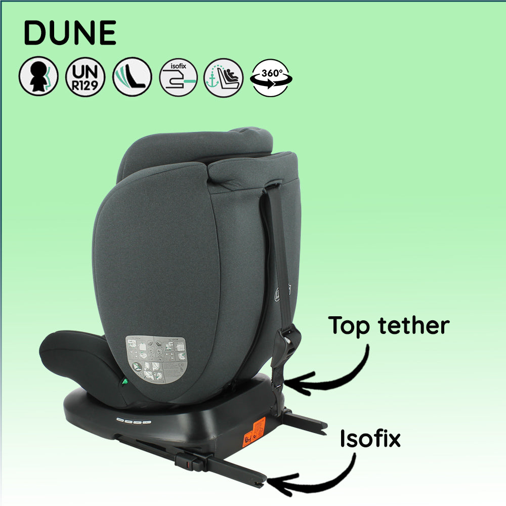 Seggiolino auto girevole Nania DUNE 360°, I-Size 40-150 cm - Adattabile dalla nascita fino a circa 12 anni - Attacchi Isofix 