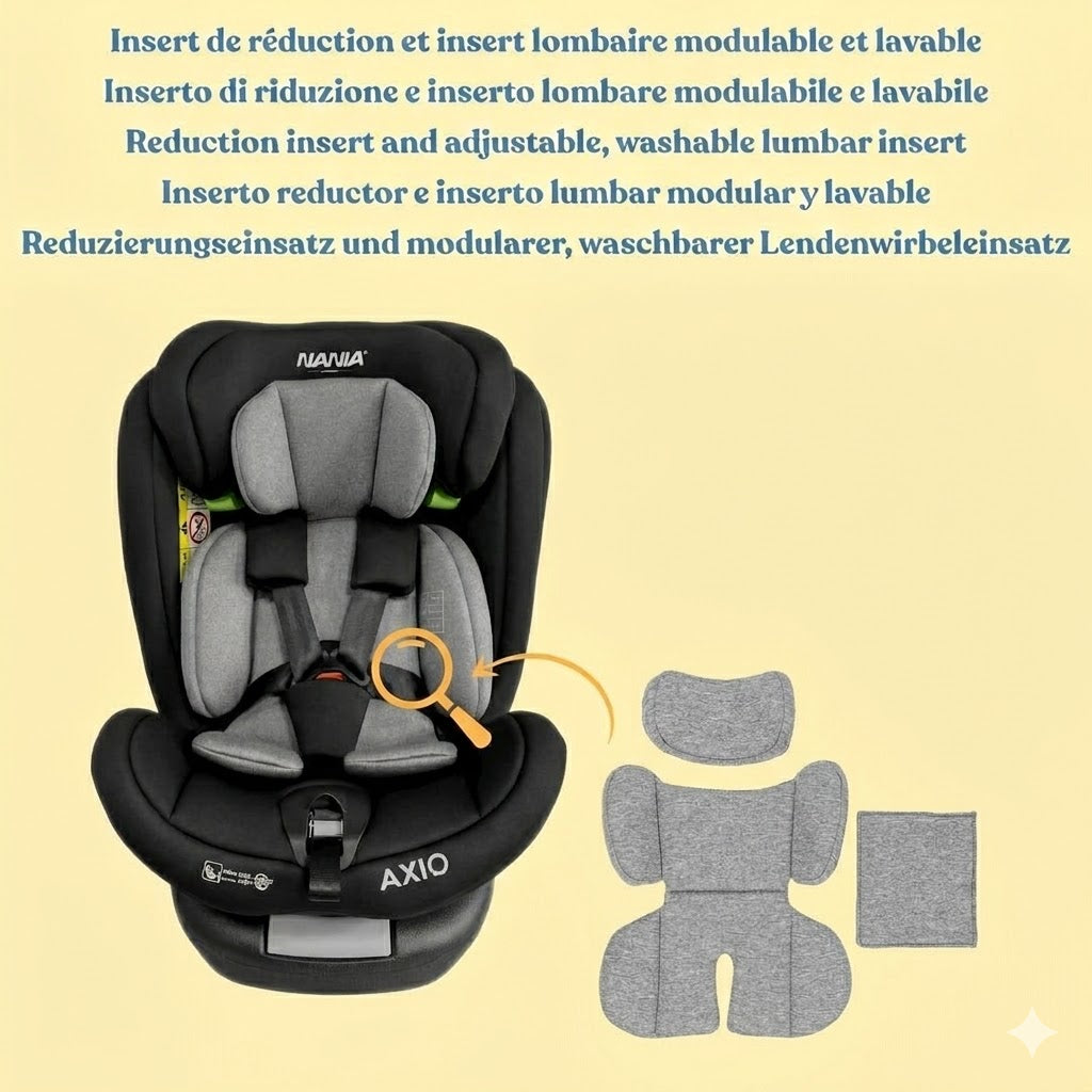 Siège auto AXIO Pivotant 360° I-Size 40-150 cm - Evolutif naissance à 12 ans environ  - Fixations isofix