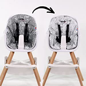 Chaise Haute Bébé évolutive 2 en 1 - Dès 6 mois jusqu'à 5 ans - Coussin réversible