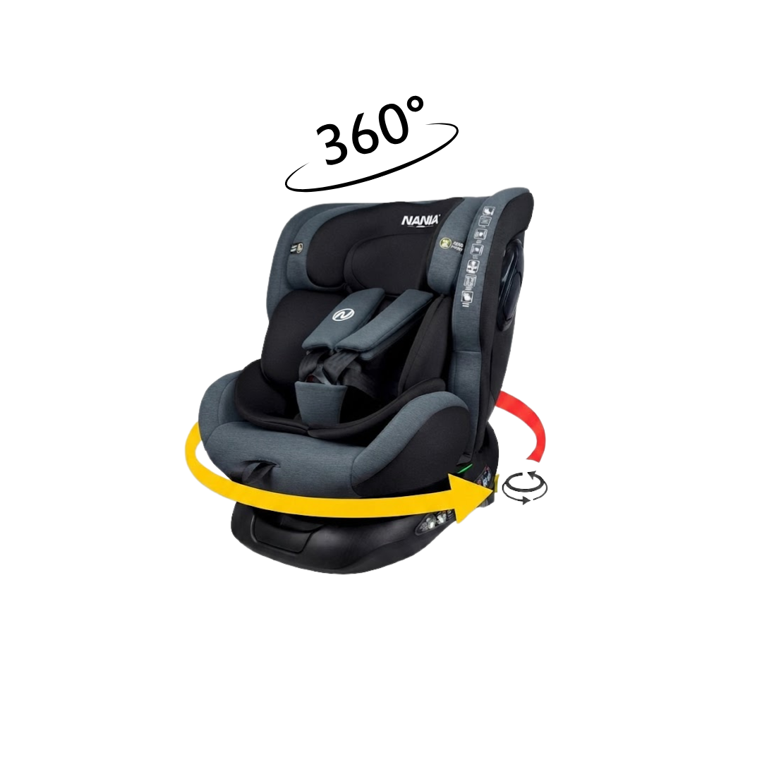 Siège auto Parma Isofix Pivotant 360° Norme i-Size, évolutif, naissance -12 ans environ, 40-150 cm, avec indicateur électronique d'installation, Housse grand confort