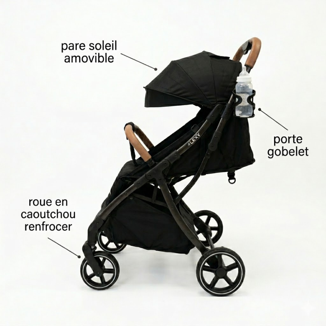 Nania Lexy Poussette compacte de 0 à 22 kg, Inclinable, protège-jambe, habillage de pluie