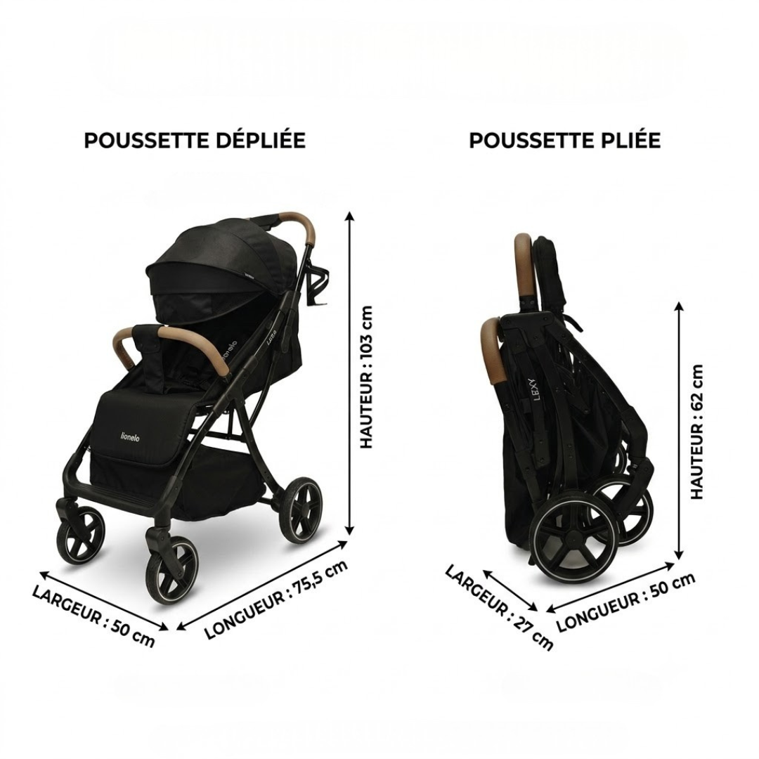 Nania Lexy Poussette compacte de 0 à 22 kg, Inclinable, protège-jambe, habillage de pluie