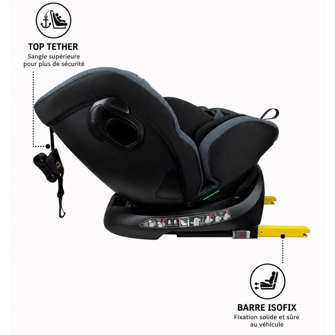 Siège auto Parma Isofix Pivotant 360° Norme i-Size, évolutif, naissance -12 ans environ, 40-150 cm, avec indicateur électronique d'installation, Housse grand confort