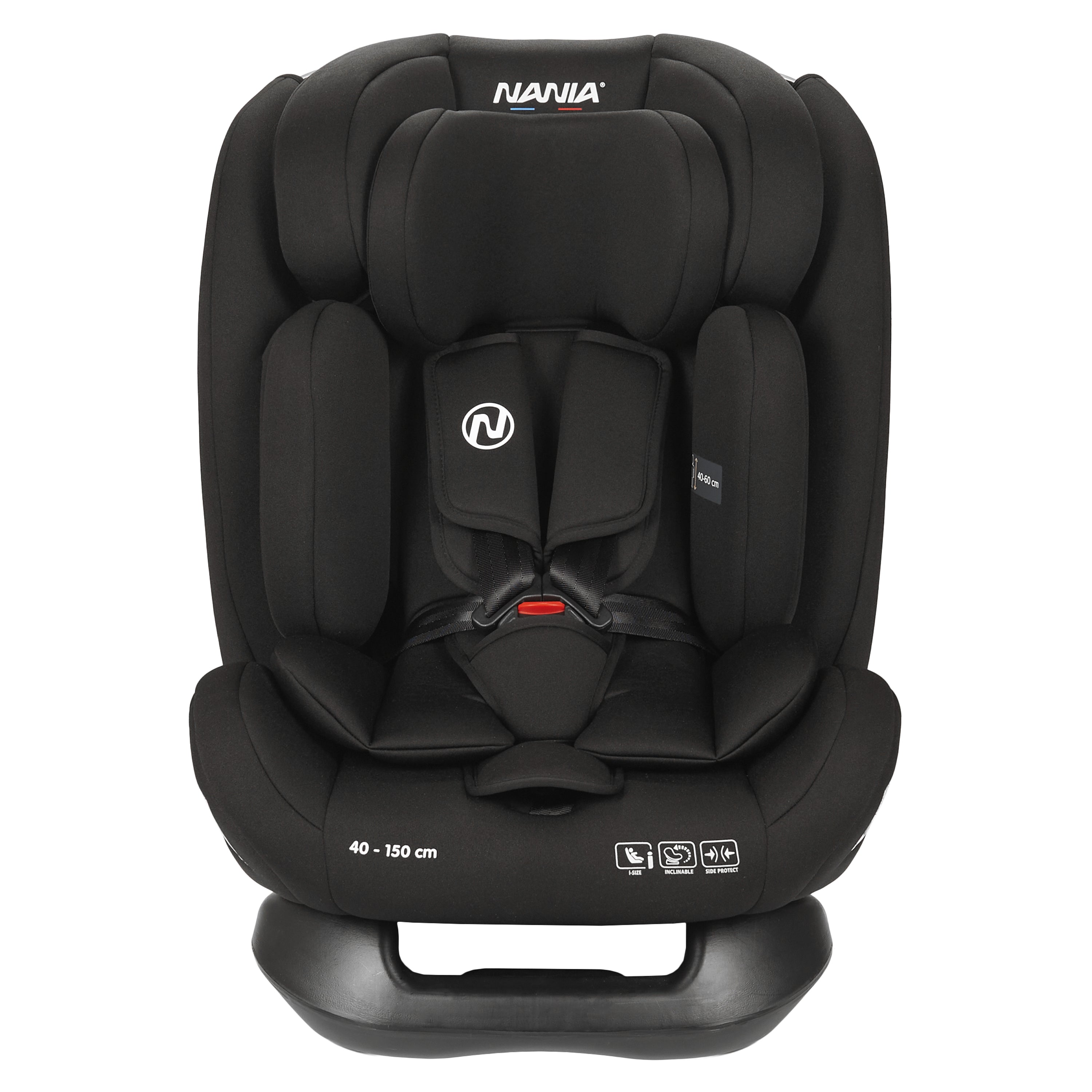 Nania Siège auto enfant Prato - I-Size 40-150 cm - Evolutif naissance jusqu'à 12 ans environ - Fixations ceinture de sécurité- Réglage de l'Appui-tête et de l'Inclinaison, Insert Lombaire et Réducteur