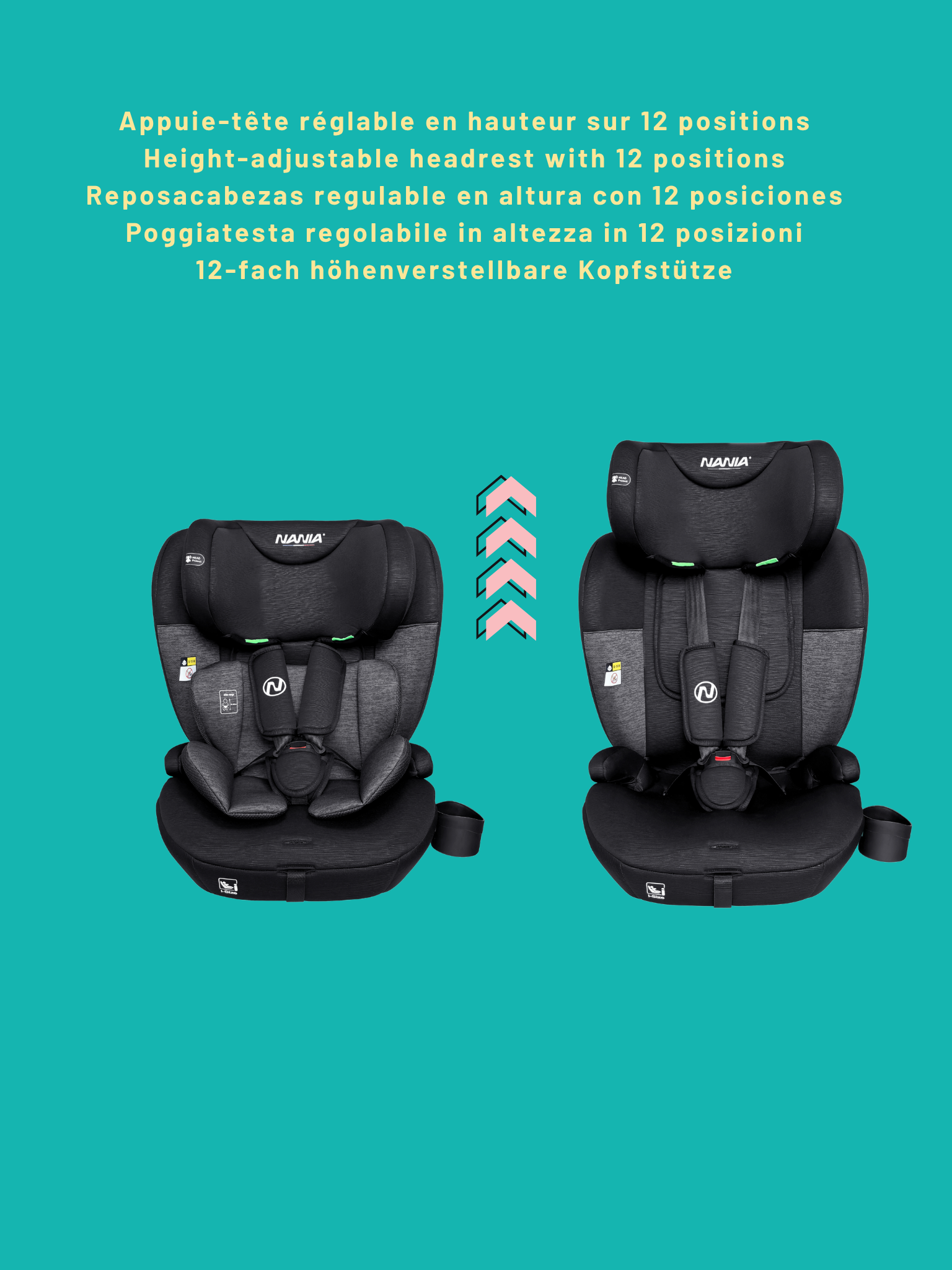 Nania Siège auto bébé ISOFIX Milano évolutif 76-150 cm -Têtière ajustable -Porte gobelet