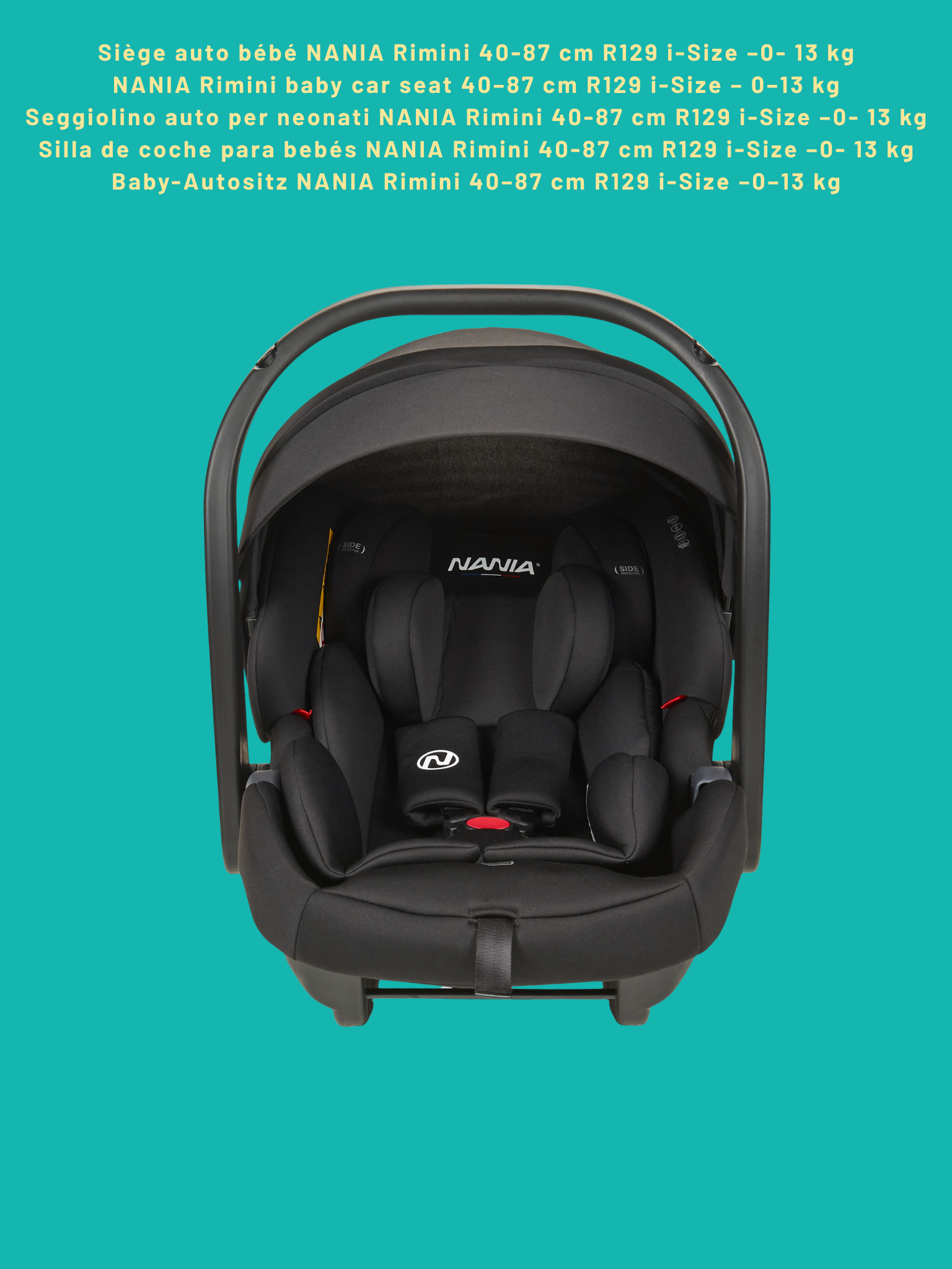Nania Myla Poussette combinée 2 en 1 de 0 à 4 ans (22kg max) avec Siège auto Rimini Nania 40-87 cm - (0-13kg) + Base isofix-