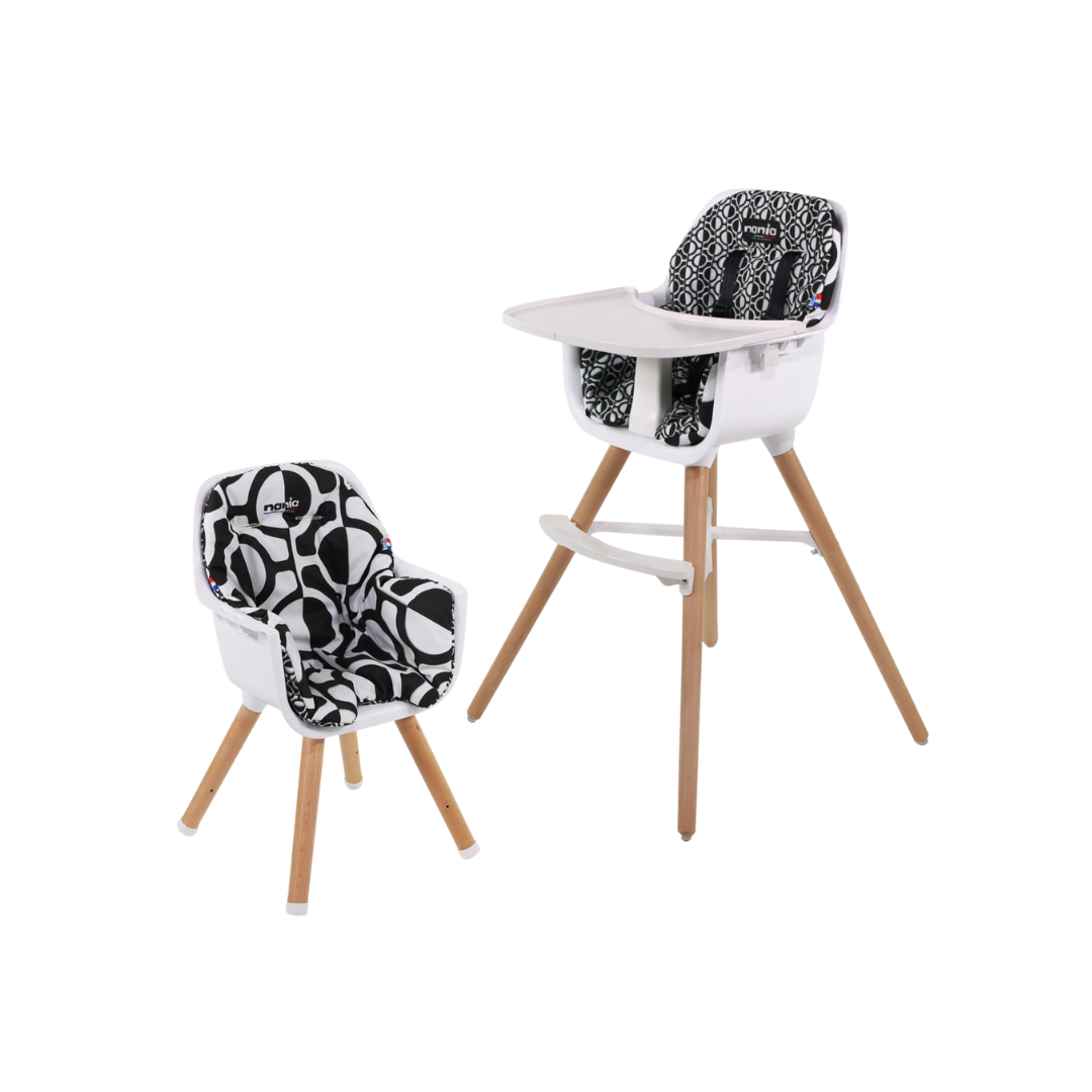 Chaise Haute Bébé évolutive 2 en 1 - Dès 6 mois jusqu'à 5 ans - Coussin réversible