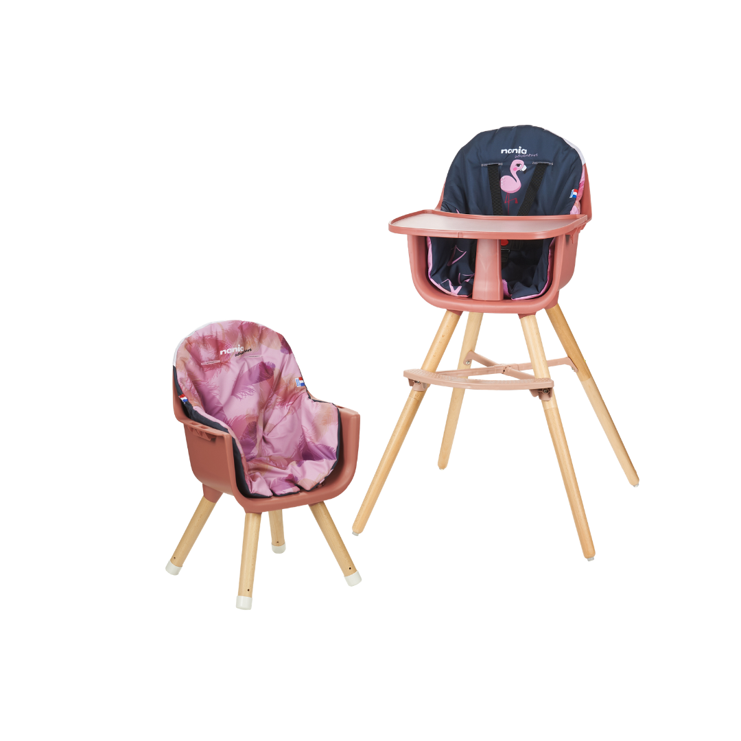 Chaise Haute Bébé évolutive 2 en 1 - Dès 6 mois jusqu'à 5 ans - Coussin réversible