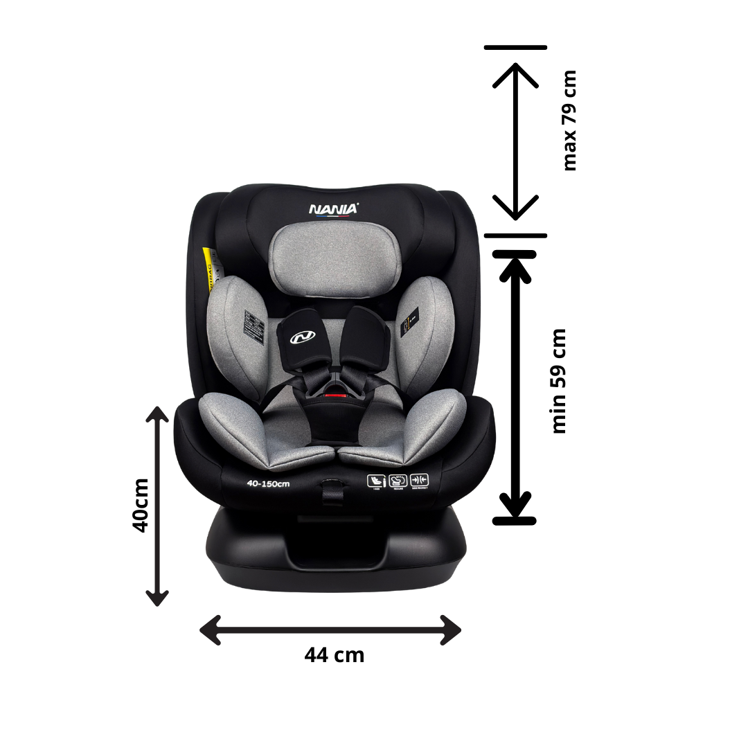 Nania Siège auto enfant Prato Evol+  évolutif 40-150 cm - Fixations ceinture de sécurité