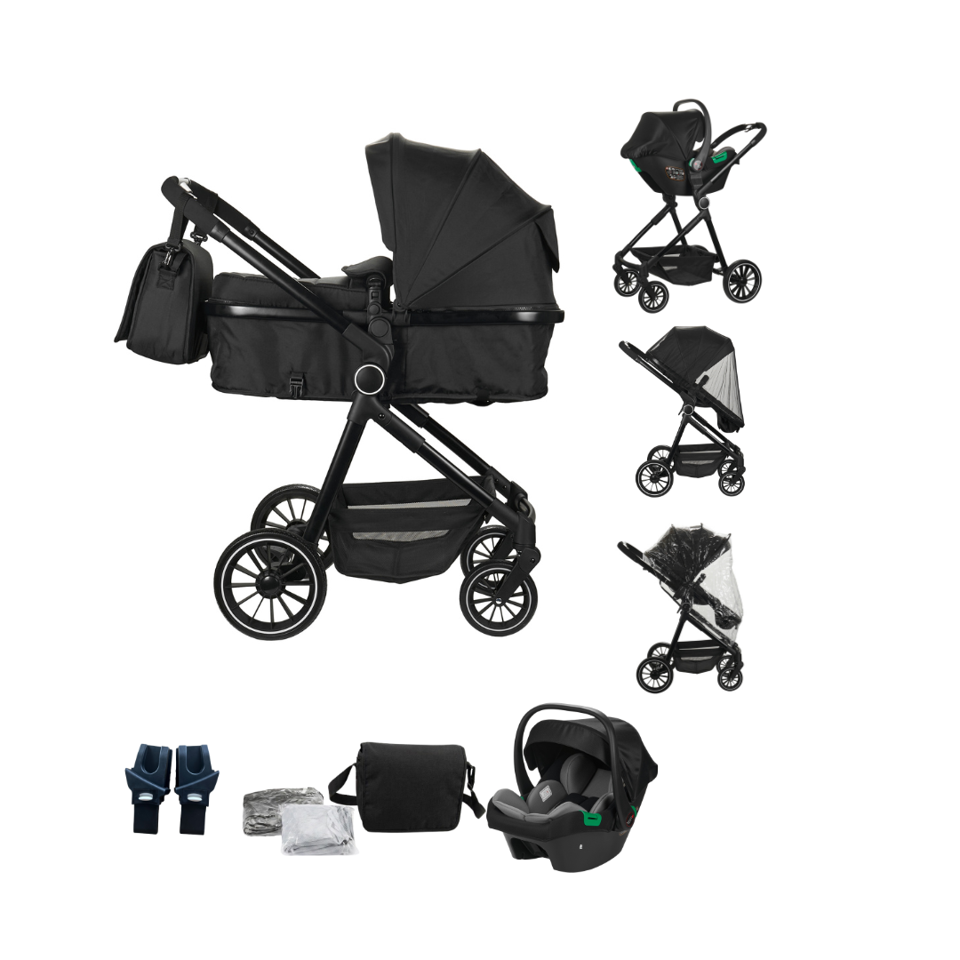Nania Giulia Poussette combinée 3 en 1 de 0 à 22kg, avec coque bébé 40-85cm, Sac à langer, habillage pluie, moustiquaire et adaptateurs inclus