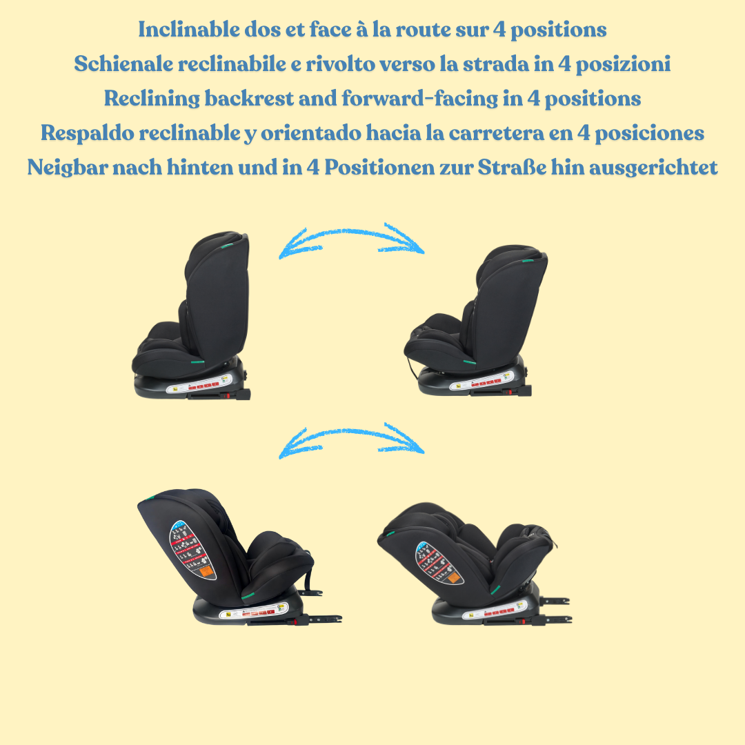 Safety baby  Siège auto Xenon Pivotant 360° I-Size 40-150 cm - Evolutif naissance à 12 ans environ  - Fixations isofix