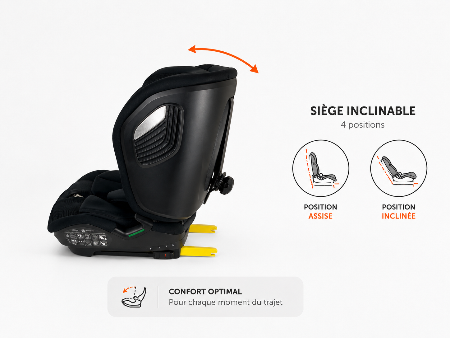 Siège Auto Nevada inclinable et pliable de 76 à 150 cm (9 à 36 kg)- fixation isofix ou ceinture