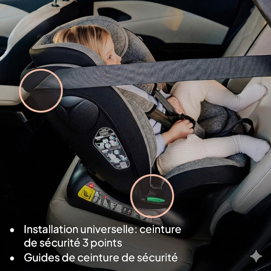 Silla de coche convertible Nania Prato 40-150 cm - Fijación del cinturón de seguridad